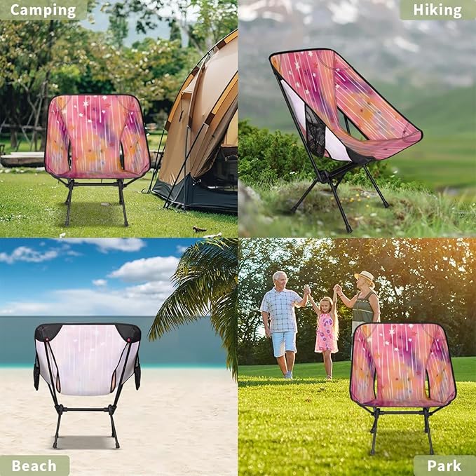 Honeybaby Folding Camping Chair Watercolor Star Rainbow Camping Chairs Lightweight Portable Chair Outdoor Foldable Chairs for Camping Travel Picnic Beach Hiking