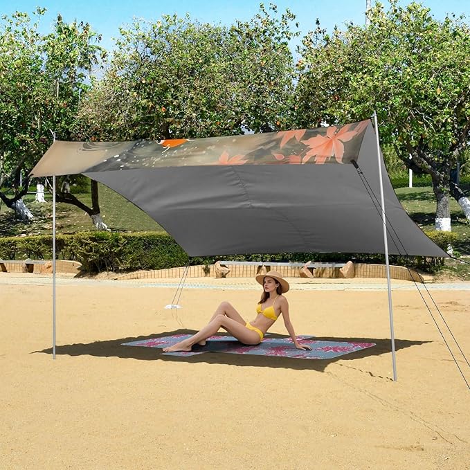 Camping Sun Shelters Lovely Koi Fish in The Water Beach Canopy 126 * 110.2in