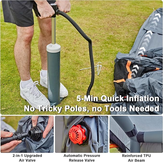 Inflatable Tents for CampingEasy Blow Up Tent with Hand Pump4 Seasons Waterproof Air Inflatable Camping Tent House for Family Weekend Camping