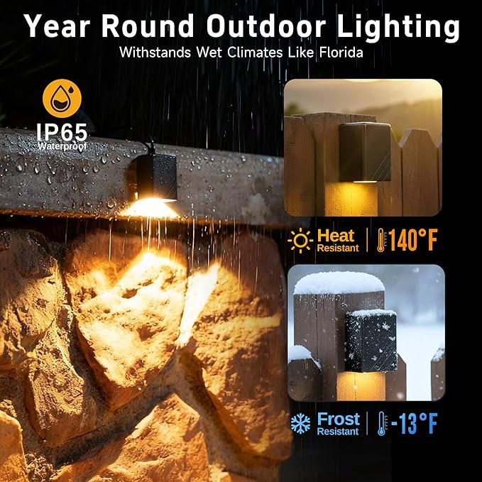 Gardenreet Low Voltage Outdoor Deck Lights - 12V Solid Brass LED Wall Light Landscape Waterproof Hardwired Lighting for Garden Fence Handrail Warm White 2700K 3W 216LM 12 Pack