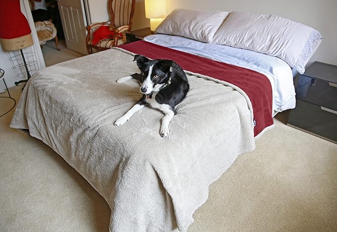 Catalonia Waterproof Blanket Washable Leakproof Bed Cover for Couples Reversible Protector Blanket for Bed Couch Sofa 80X90 inches Wine