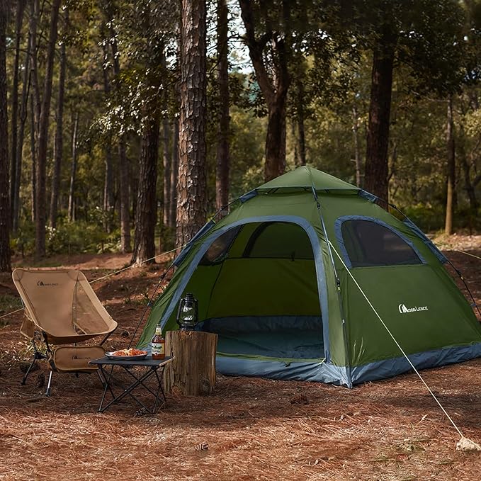 MOON LENCE Pop Up Camping Tent 3-4 Person Portable Automatic Instant Tent Windproof for Camping Hiking Mountaineering