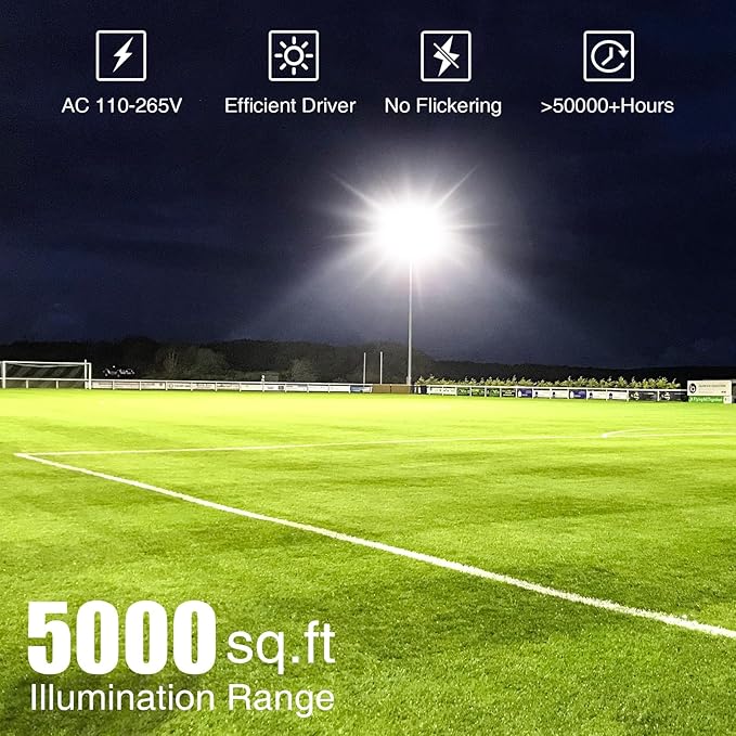 SOLLA LED Flood Light Outdoor 500W 50000lm Daylight White 6000K 2750W Equivalent Super Bright IP66 Waterproof LED Arena Lights Commercial Lighting Floodlight for BackyardStadiumFields110-265V