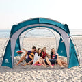 Beach Tent 12 X 12ft Large UPF50+ Pop Up Canopy with 2-Pcs Side Wall Sun Shelter Rainproof Waterproof for Camping Trips Backyard Fun Fishing Parties Or Picnics(Ocean Blue)