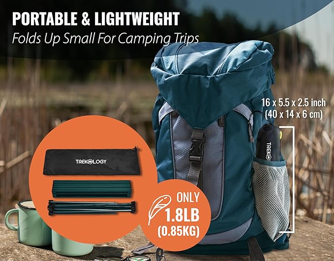 TREKOLOGY TALU Portable Folding Beach Table - Lightweight Travel Camp Table | Small Camping Table for Outdoor Adventures | Foldable Compact and Sturdy - Perfect for Camping Picnic Beach Trips