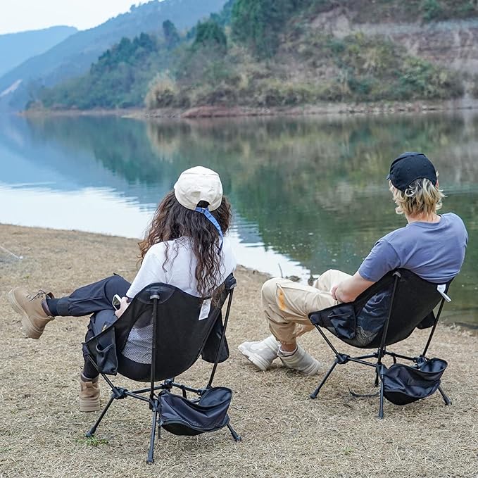 ATEPA Backpacking Chair Ultralight Folding Portable Small Camping Chairs for Adults Compact Foldable Beach Seat with Anti-Sinking Feet &amp Aluminum Frame for Outdoor Hiking Travel Fishing 2 Pack B