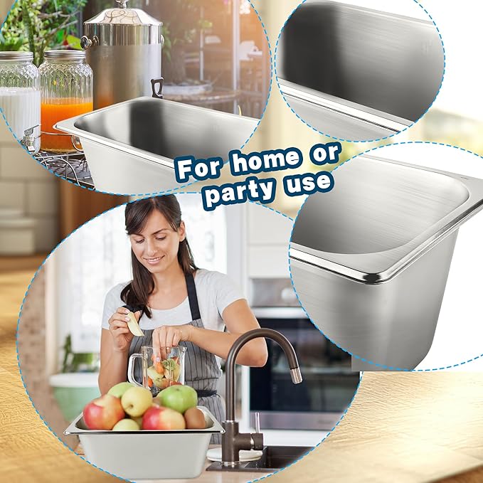 12 Pcs 1/3 Size 6 Inch Deep Restaurant Hotel Pan 201 Gauge Stainless Steel Steam Table Pan Commercial Catering Food Trays Warming Pans for Food Hotel Buffet