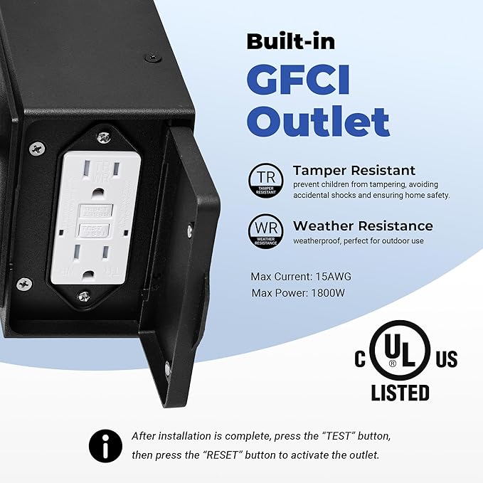 OPAIXS Motion Sensor Outdoor Wall Lights with Outlet Black Front Porch Light with GFCI Outlet Modern Coach Lights for Garage Waterproof Exterior Wall Sconce Lantern E26 Outside Wall Light Fixture