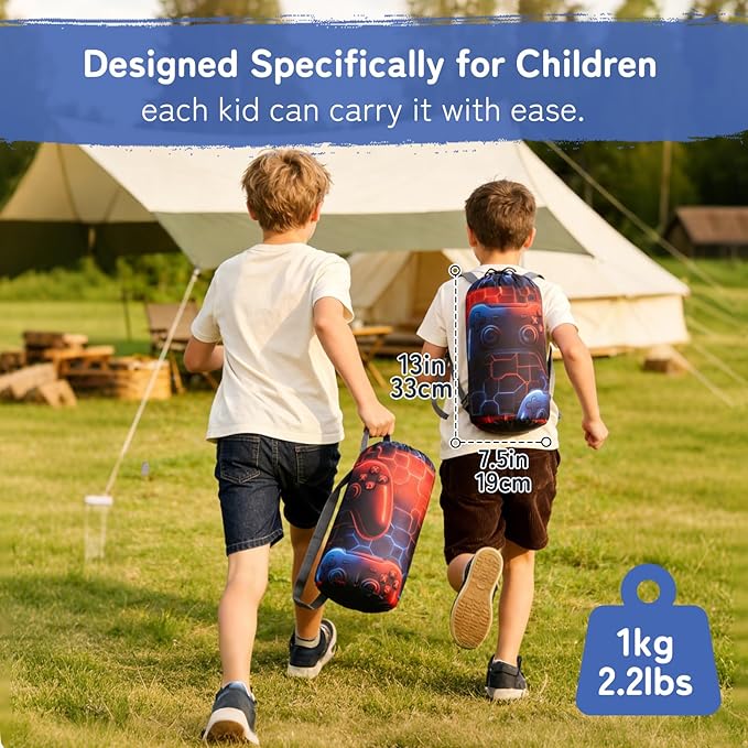 tuphen Kids Sleeping Bag - 50-77℉ 3-Season Waterproof Sleeping Bag for Boys &amp Girls Lightweight 2.2 lbs Camping Gear with Compression Bag Ideal for Camping Hiking Indoor