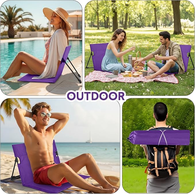 Jetec Foldable Floor Backrest Chair Portable Camping Chair with Storage Bag Light Weight Lazy Seat for Indoor Outdoor Bed Ground Park Lawn Concerts Beach Hiking
