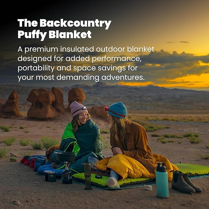Rumpl Backcountry Puffy Blanket - Packing Comfort Into Uncomfortable Places 100% Recycled Polyester Insulation Lightweight Packable Water Resistant 52 x 75 Ridge Lines