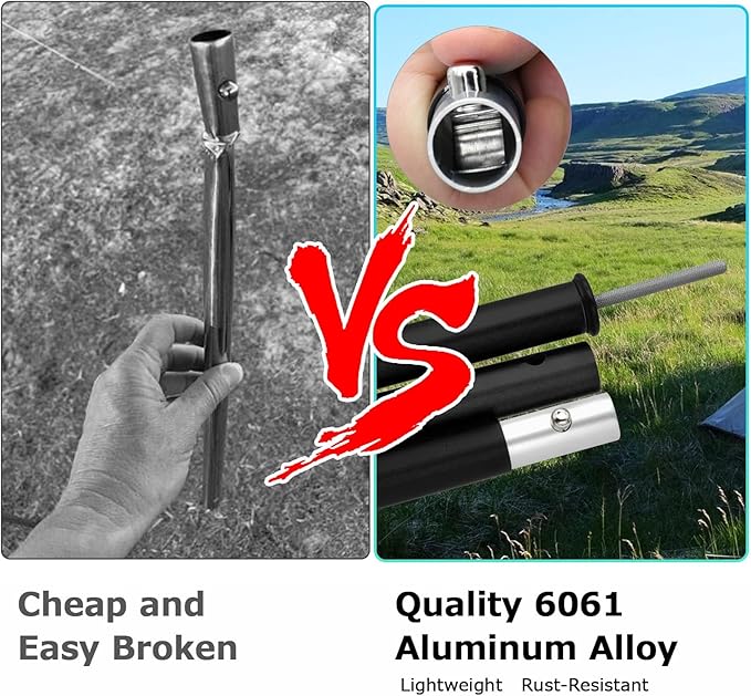 SAN LIKE Aluminum Tent Poles for Tarp - 75in Collapsible Poles for Awnings Canopy Rain Fly Shelter - 4 Sets-5 Sections
