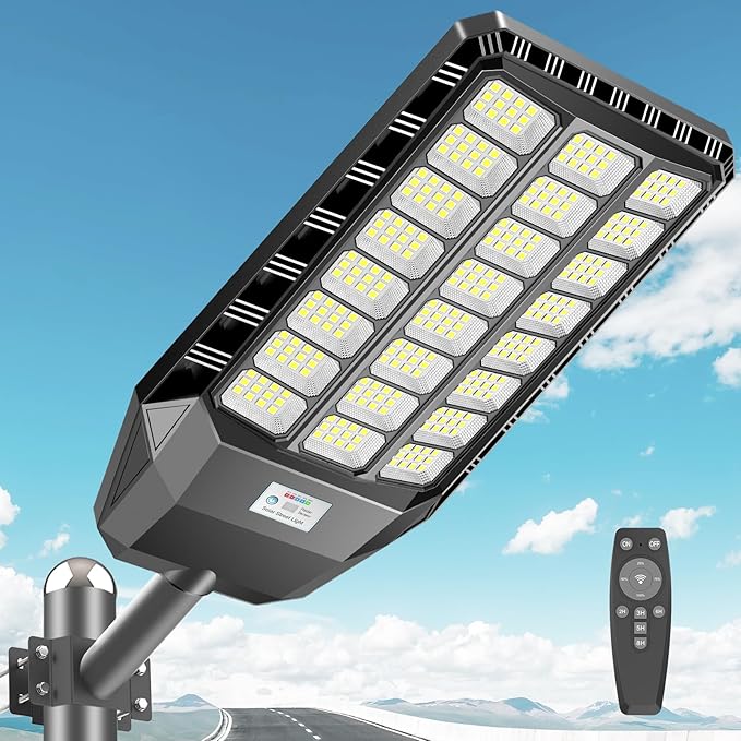 Deepn Solar Street Lights Outdoor 7000W Solar Parking Lot Lights 360000 Lumens Solar Lights Outdoor IP67 Waterproof Dusk to Dawn Motion Sensor Outdoor Lights for Yard with Remote Control