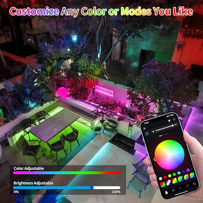 66ft LED Rope Lights for Outside Outdoor String Light Waterproof Plug in with Remote &amp APP Controlled 16 Million Colors Changing Music Sync Tube Lighting for Indoor Bedroom Christmas Decor
