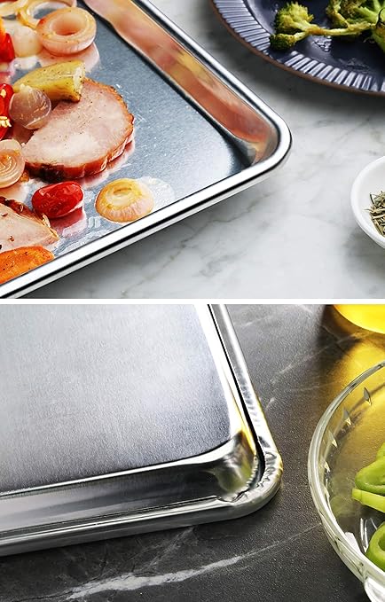 New Star Foodservice Commercial-Grade 18-Gauge Aluminum Sheet Pan/Bun Pan (18 L x26 W x1 H(Full Size) Pack of 12 Measure Oven)