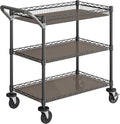 Seville Classics UltraDurable NSF Commercial Heavy Duty Metal Rolling Utility Cart w/Steel Shelves Handle Bar for Garage Warehouse Kitchen Office Deep Top Basket (34.75 W x 20.25 D) Graphite