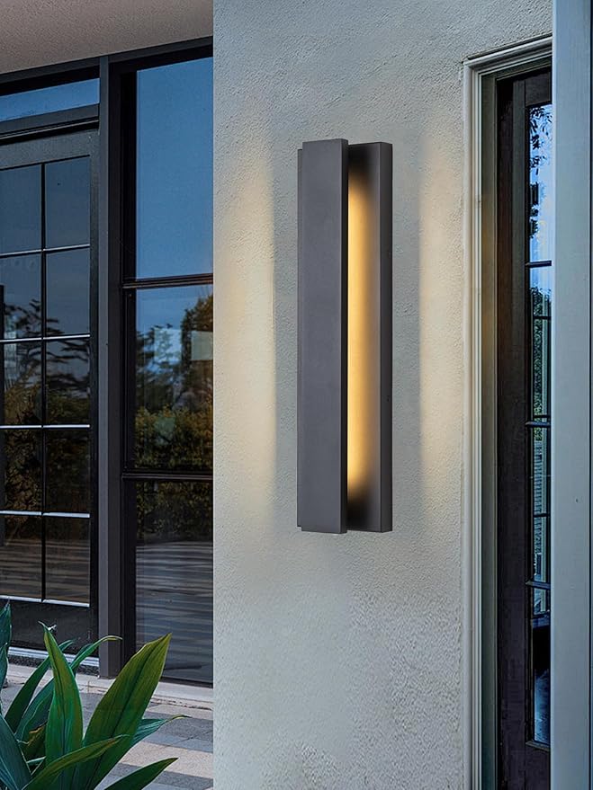 Outdoor Wall Lights 21inch LED Modern Wall Sconce Black Alumium Exterior Porch Light Fixture Long Wall Mount Lighting for House Patio Front Porch Garage2 Packs