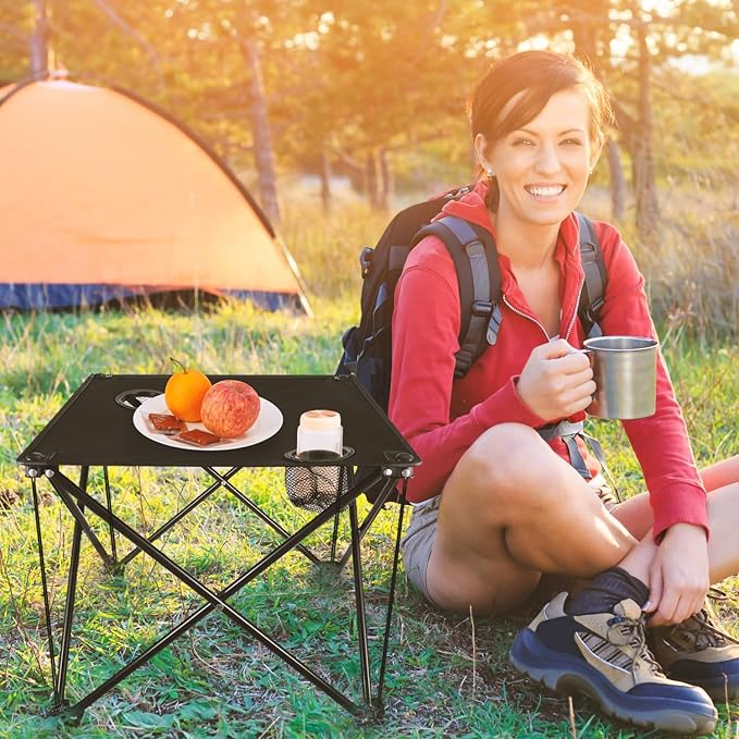KOCASO Compact Folding Table Lightweight Outdoor Desk with Cup Holder &amp Carry Bag for Camping Travel Picnic