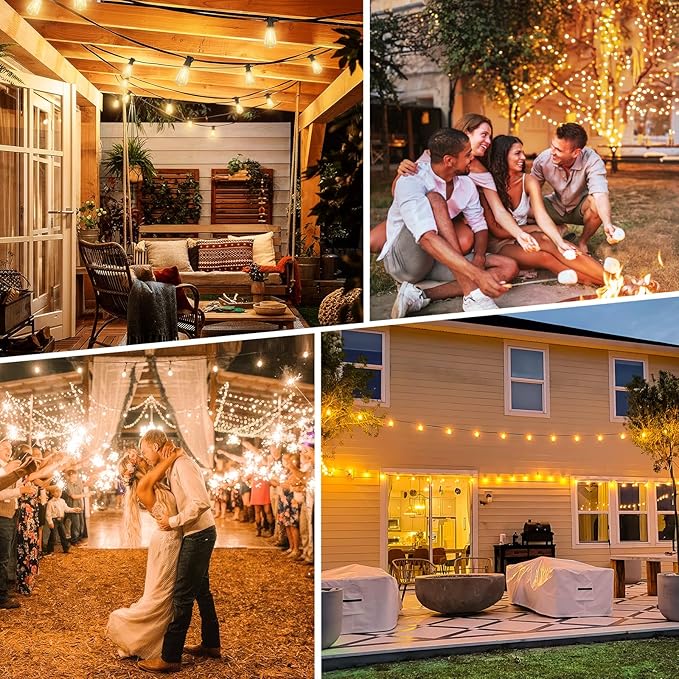 Bosceos Solar Outdoor String Lights Waterproof 80FT Solar Powered String Lights for Outside with Shatterproof Bulbs Dimmable ST38 LED Lights String Patio Hanging Lights for Backyard Garden Party