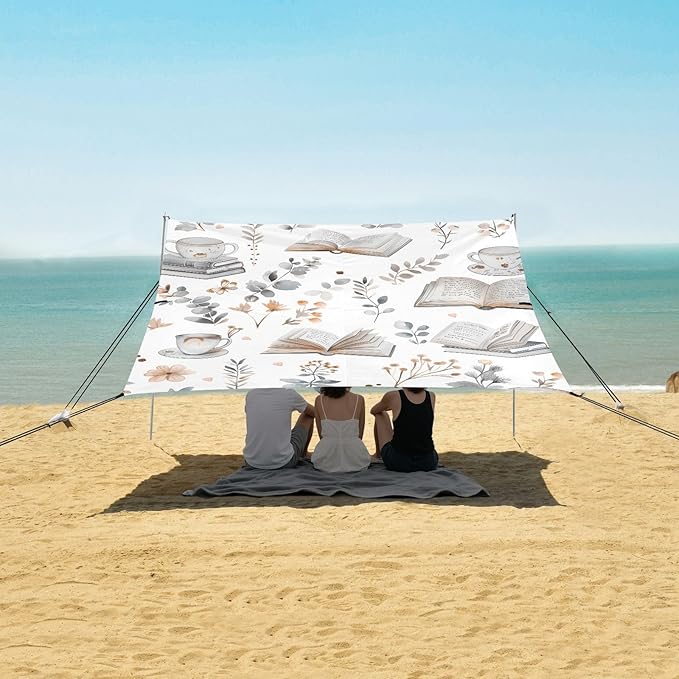 Books and Cute Cozy Things Wallpaper No Color Simple Camping Sun Shelter Beach Tent Portable Beach Sun Shade Outdoor Canopy for Camping Trips Fishing Picnic