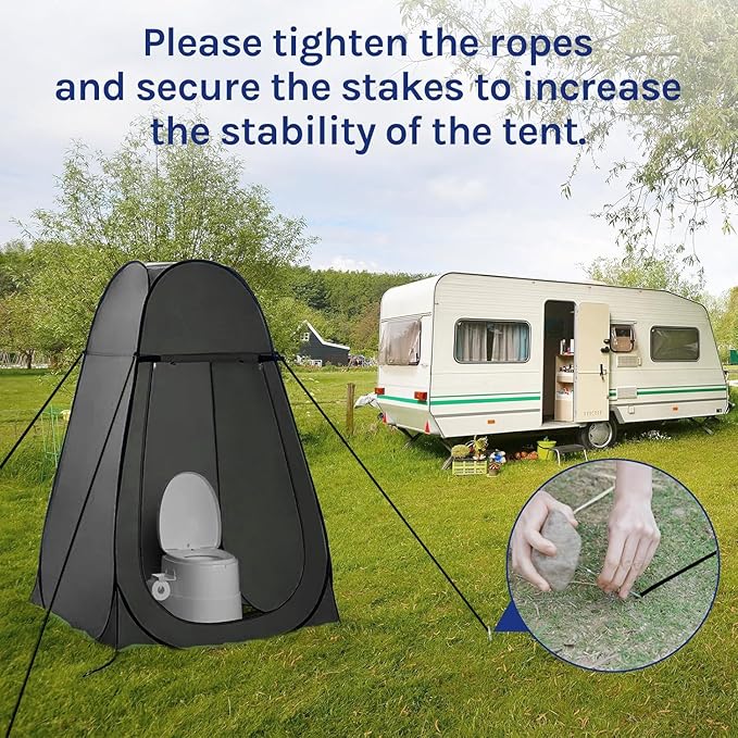 Taeku Pop Up Shower Tent Large Privacy Dressing Room Portable Sun Shade Canopy Outdoor Rain Shelters for Outdoor Shower Toilet and Changing Room (Black)