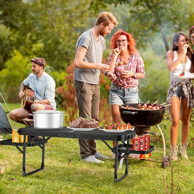 25x13x11in Outdoor Folding Picnic Table Grill Camping Table for 4-6 Person Portable Light Weight Aluminum Table Fast Setup for Picnic Garden Patio Dining BBQ Party