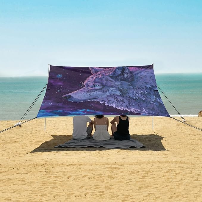 Camping Sun Shelters Wolf Staring Far Beach Canopy 126 * 110.2in