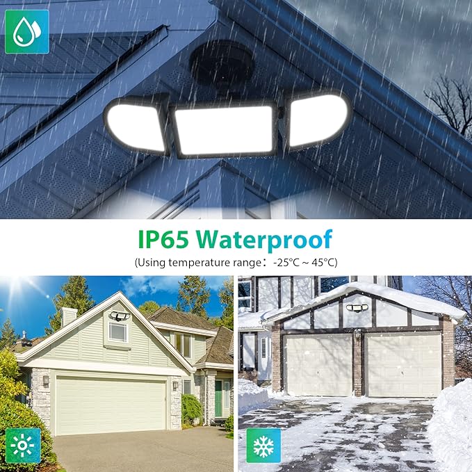 iMaihom 100W Flood Lights Outdoor 9000LM Ultra Bright LED Flood Light Outdoor 3 Adjustable Heads Security Lights IP65 Waterproof Outside Flood Light 6500K Floodlight for Yard Garage Court (Black)