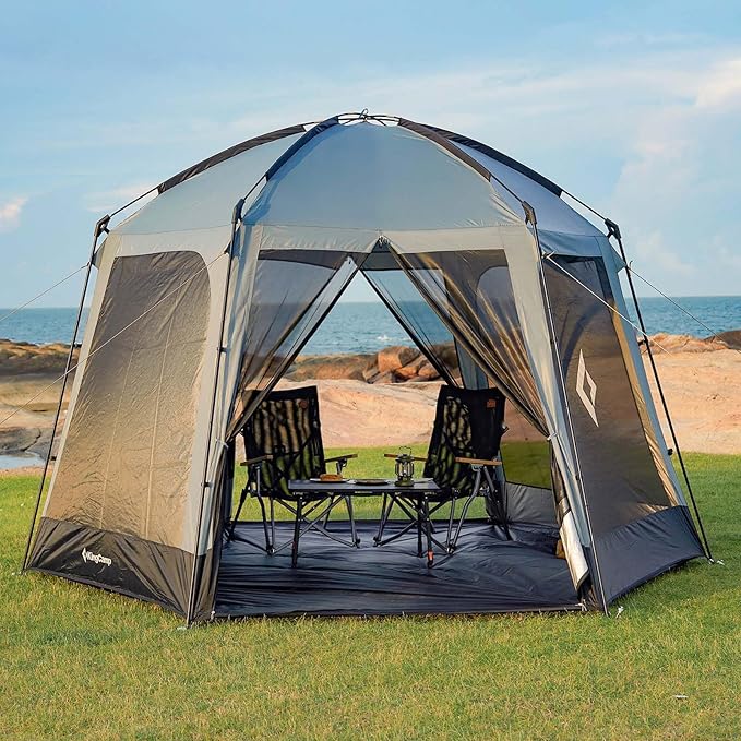 KingCamp Screen Tent Camping Tent for 6-8 Person 12' x 12' Portable Screen House Room with Detachable Sunshade for Camping Garden &amp Backyard