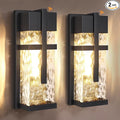 Hammered Glass Outdoor Wall Lantern Dusk to Dawn Wall Sconce Lighting 2 Pack Outdoor Light Fixtures Exterior Porch Light with Waterproof Modern Wall Lamp for Garage Doorway Patio(Bulb Included)