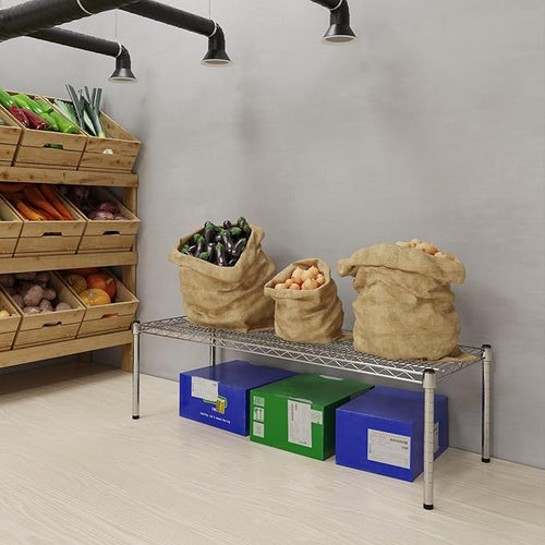18''W x 48''L x 14''H Chrome Plated Wire Dunnage Rack | Off The Floor Storage