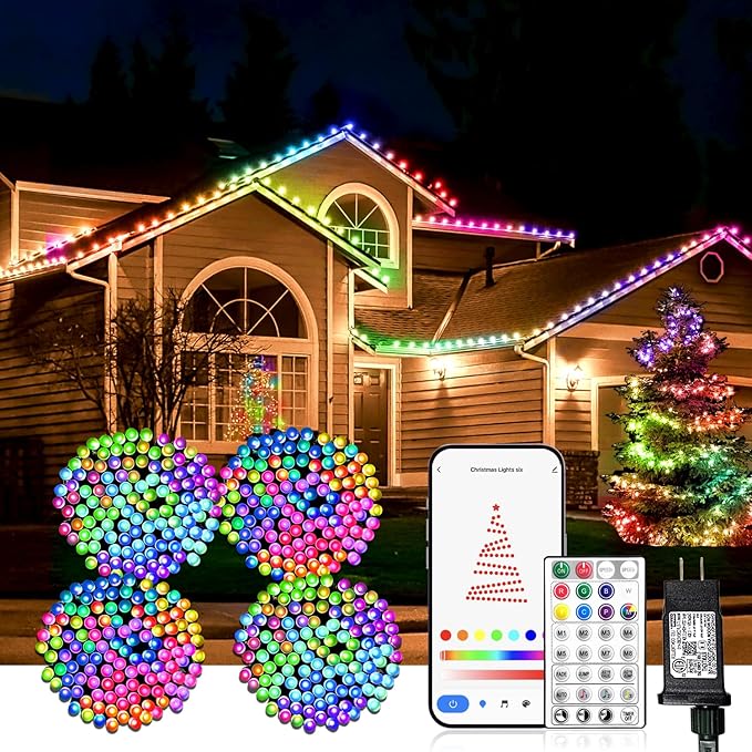 Smart Multicolor Changing Christmas Lights 262ft 800 RGB LEDs WiFi App Control Fairy Light RGB Dimmable Christmas Tree Lights Compatible with AlexaIP65 Waterproof(2.4GHz)