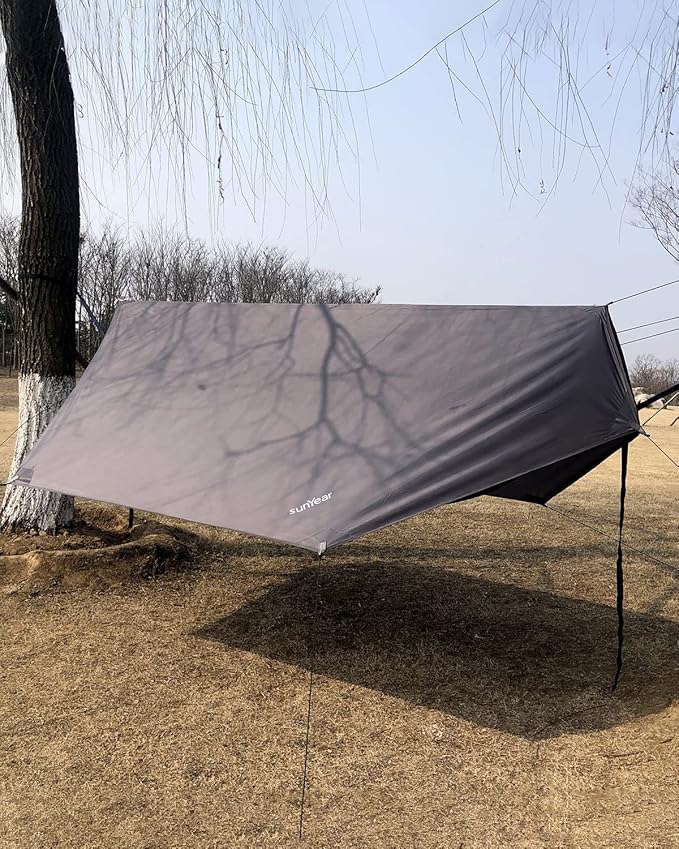 Sunyear Hammock Tent Rain Fly-Camping Hammock Outdoor Tarp-Small Door Design-Keep Side Wind Rain-Best for Backpacking Hiking Camping Survival