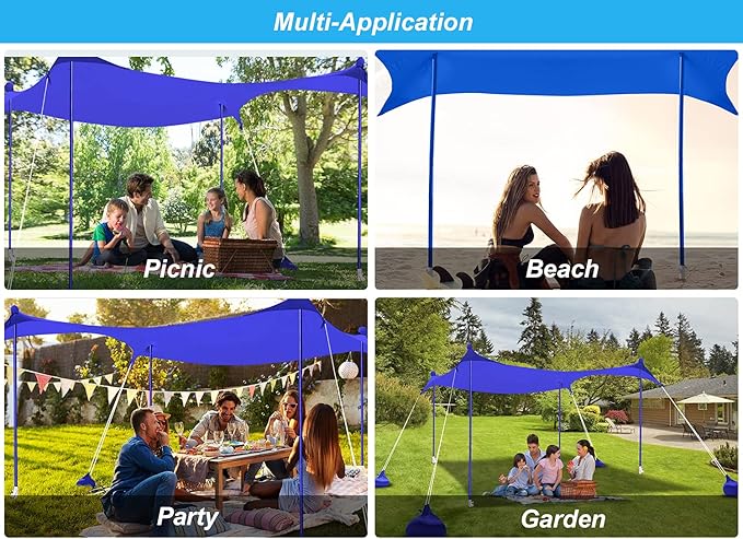 ABCCANOPY Beach Portable Sun Shelter for Beach Camping Trips (7x7 FT Blue)