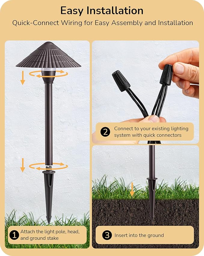 EDISHINE 5CCT Low Voltage Pathway Lights Wired 8 Pack 2700K-5000K LED Landscape Lighting 12V AC/DC 3W 160LM Die-Cast Aluminum Waterproof Outdoor Landscape Path Lights for Sidewalk Garden Yard