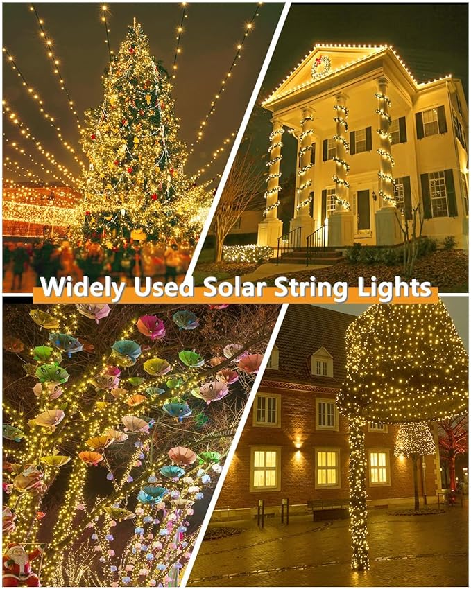 Upgrade 2Pack 500LED Solar String Lights Outdoor Waterproof 180FT Solar Lights Outdoor String with 8 Modes IP65 Waterproof Twinkle Christmas Light for Outside Garden Tree Decoration Warm White