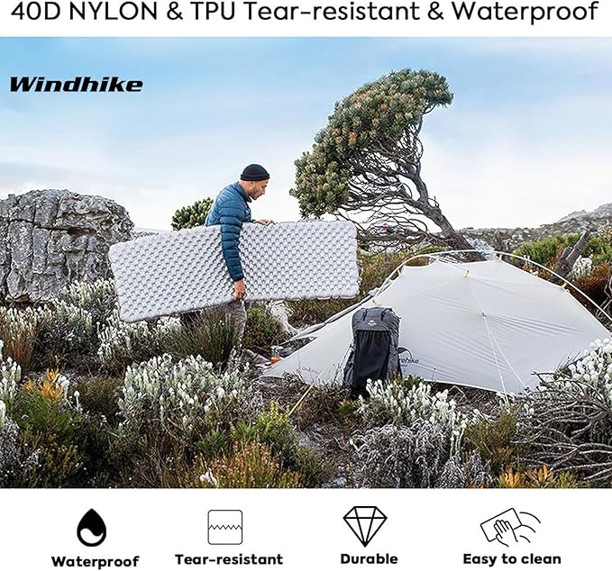 Inflatable Camping Sleeping Pad 3'' Ultra Thick Camping Mat 5 R-Value Insulated Camping Mattress 4-Season Inflatable Foam Camping Mat for Car Hiking
