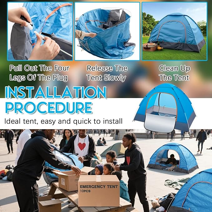 Camping Tents for Homeless Bulk 2 Person Homeless Backpacking Supplies Pop up Adult Waterproof Instant Easy Setup Tent for Hiking Outdoor Travel Camping Donation
