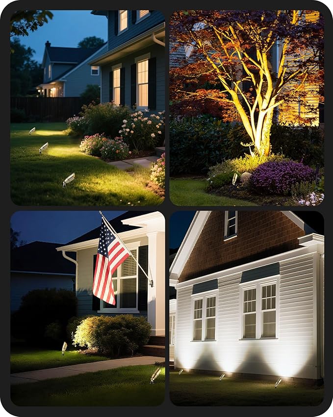 EDISHINE Solid Brass Outdoor Landscape Spotlights 3CCT MR16 Bulb Included 12V LED Low Voltage Landscape Lighting Bronze Heavy Duty Waterproof Spot Lights for Yard Garden Lawn Tree 2 Pack