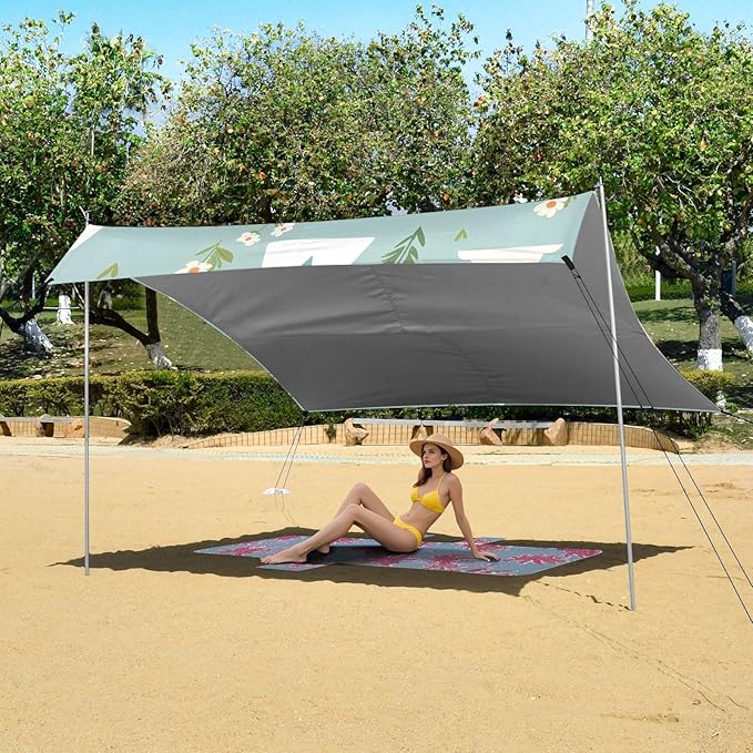 Goat Smile Cartoon So Cute Camping Sun Shelter Beach Tent Portable Beach Sun Shade Outdoor Canopy for Camping Trips Fishing Picnic