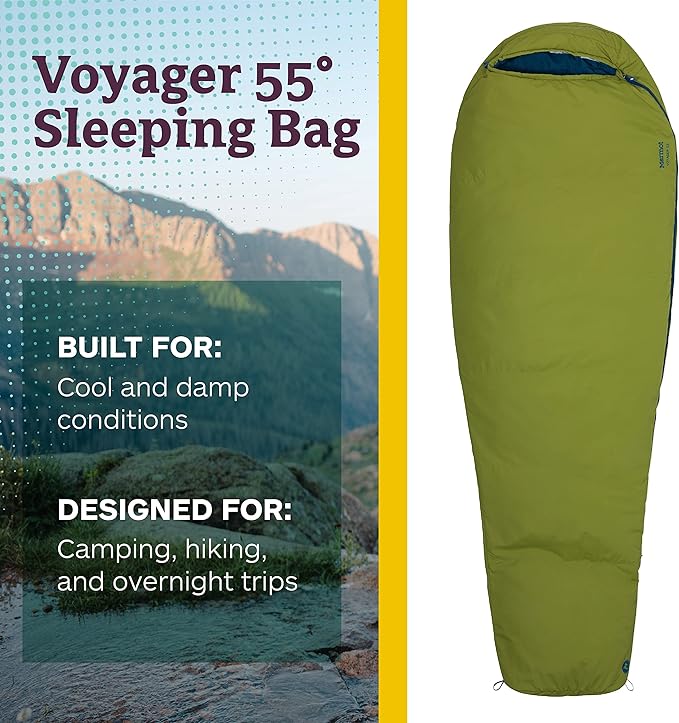 MARMOT Voyager 45° or 55° Mummy Sleeping Bags Synthetic Spirafil Insulation for Camping &amp Backpacking