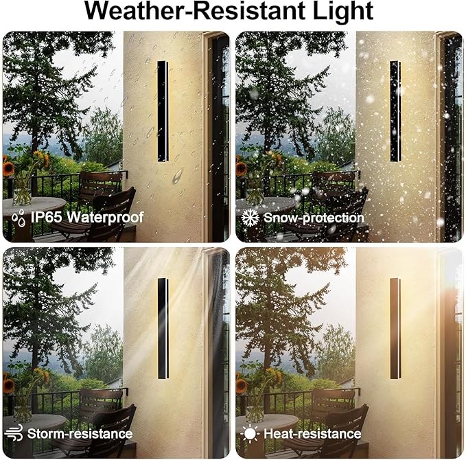 39inch 2 Pack Outdoor Wall Lights Black LED Exterior Light Fixtures Wall Mount Modern Outdoor Sconce Long LED Linear Outside Lighting for Garage Front Door 3000K