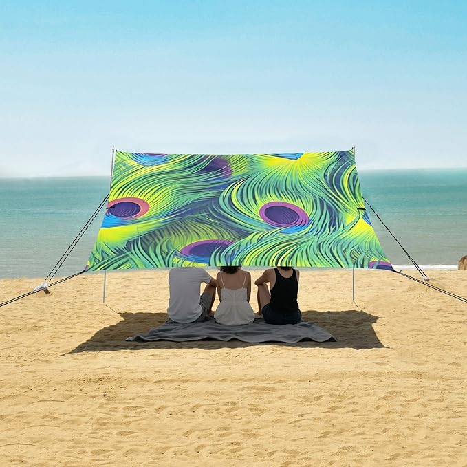 Peacock FeatherCamping Sun Shelters 9.2 x 10.5 FT Beach Canopy Tent Sun Shade with Carrying Bag for Camping Trips Fishing Backyard Fun or Picnics 21341756