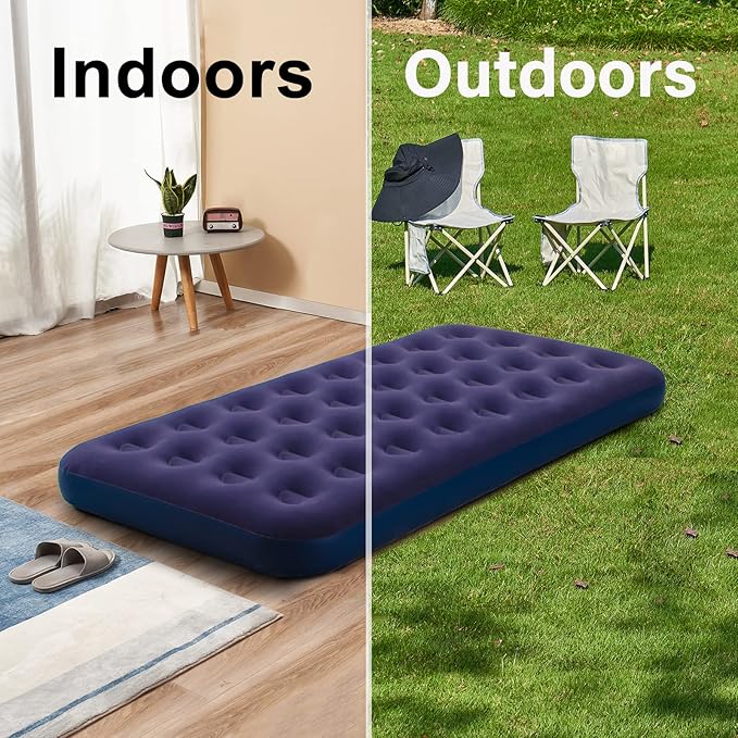 Twin Size Air Mattress Inflatable Bed for Camping &amp Home Blow Up Sleeping Pad