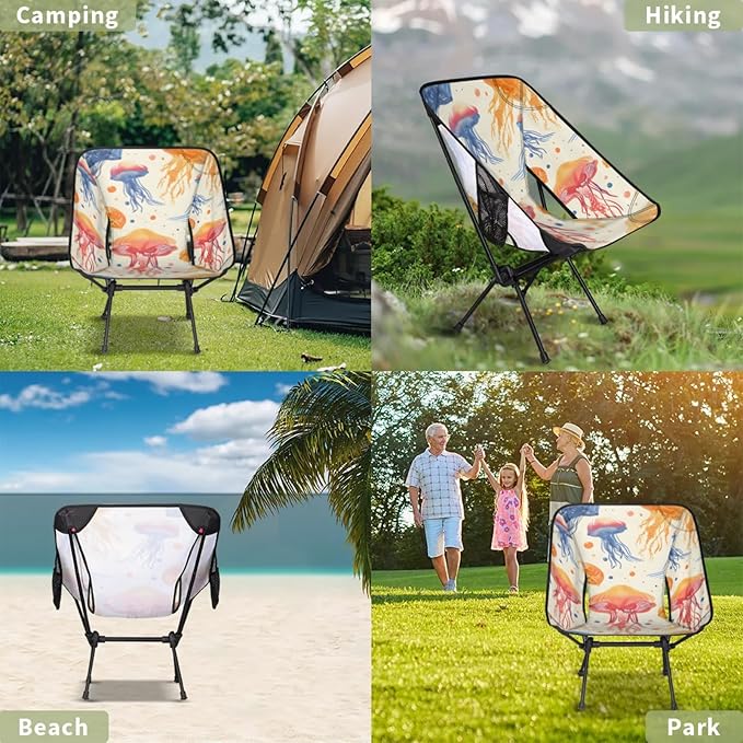 Honeybaby Folding Camping Chair Jellyfish Sea Camping Chairs Lightweight Portable Chair Outdoor Foldable Chairs for Camping Travel Picnic Beach Hiking