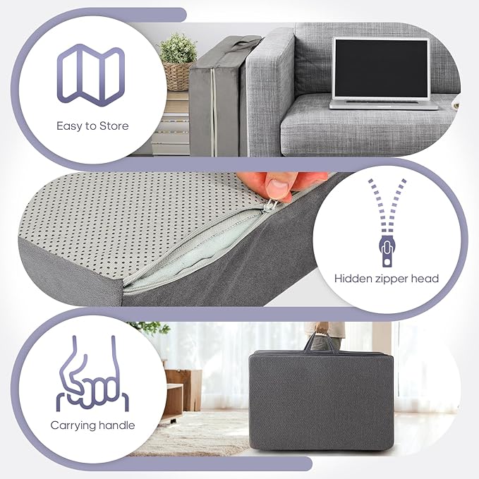 Tri-fold Memory Foam MattressHandle &amp Non-Slip Bottom 4 inch Single Folding Mattress with Washable Covers Travel Camping and Yoga Mat75 x 38 x 4