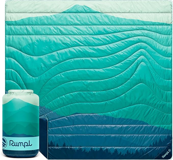 Rumpl Original Puffy 2-Person Blanket for Camping and Outdoors Seascape Ridge Mountains