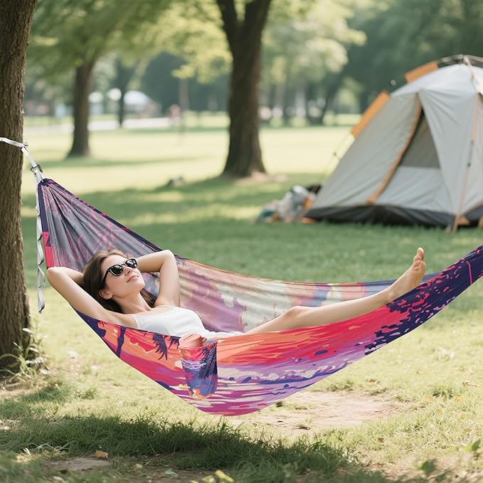 Tropical Hawaiian Beach Outdoor Hammocks with Hanging Rope Hanging Hammock for Outside Beach Patio Garden