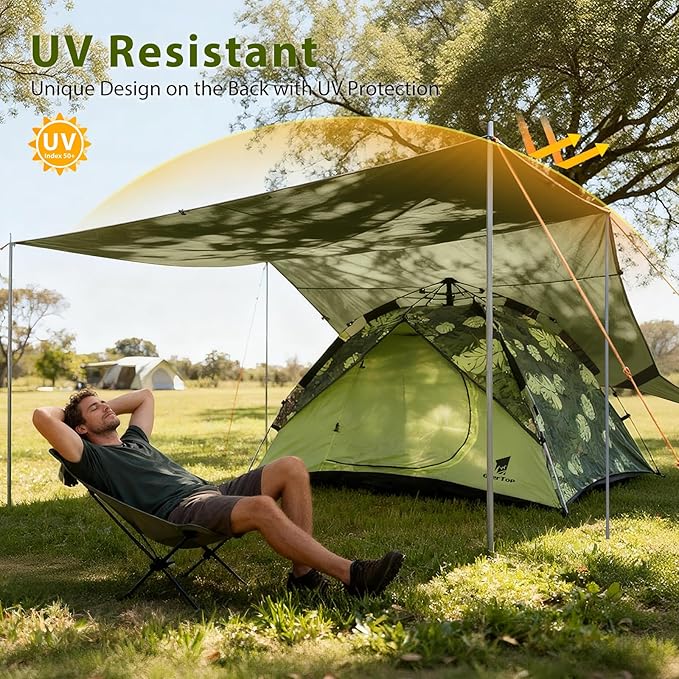 GEERTOP 17 × 10 ft Large Camping Tent Tarp Outdoor Waterproof Flame Retardant Hammock Rain Fly Backpacking Tent Tarp Shelter for Hiking Travel Picnic(Not Includes Poles)
