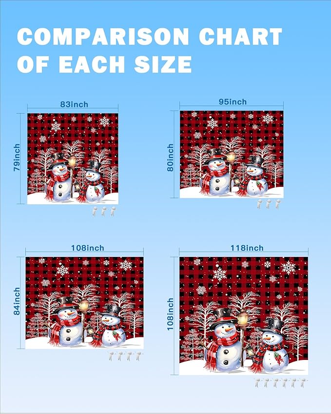 Beach Blanket Waterproof Sandproof OversizedCartoon Snowman Red Buffalo Check Beach Mat with Corner Stakes Sand PocketsSnowflakes Snow Tree Outdoor Picnic Mat for Travel Camping Hiking 83x79In